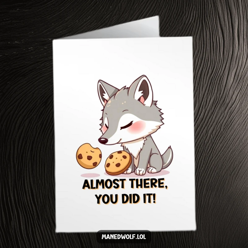 Funny Free Printable Congratulations Card: Maned wolf finally grabbing the cookie with a look of pure, hilarious satisfaction.