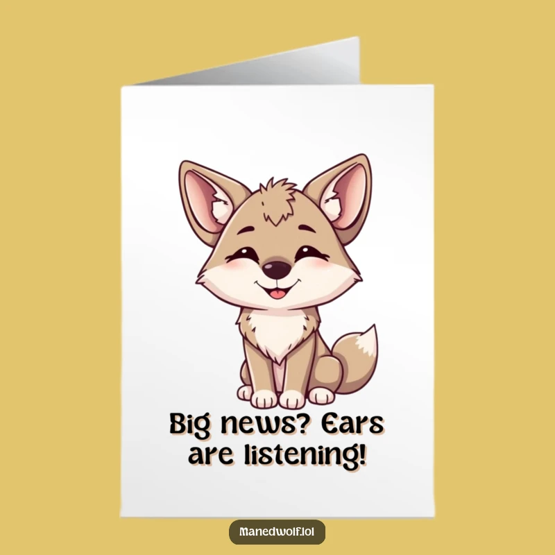 Free Printable Congrats Card: Happy Maned Wolf, Cheerful Downloadable Gift