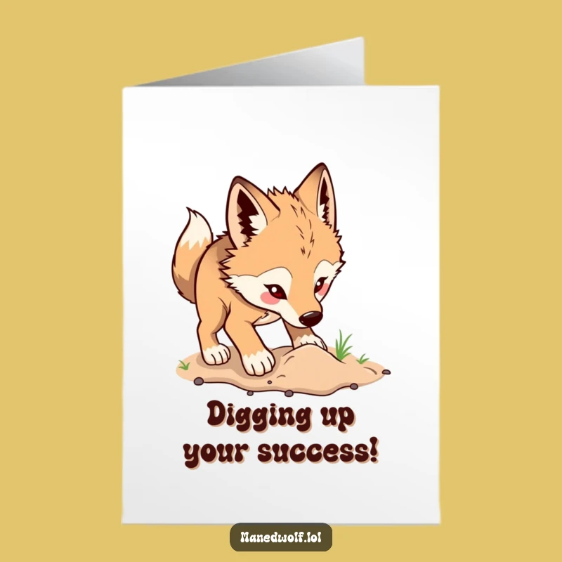 Free Printable Maned Wolf Congrats Card: Digging For Success Downloadable
