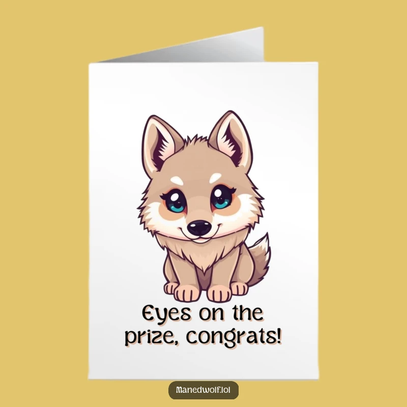 Free Printable Congrats Card: Curious Maned Wolf Looking Up at Success