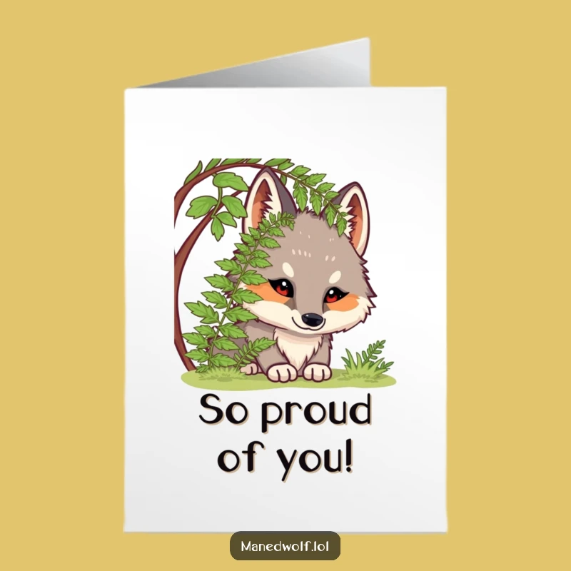 Free Printable Congrats Card: Curious Maned Wolf Peeking Out Funny Downloadable