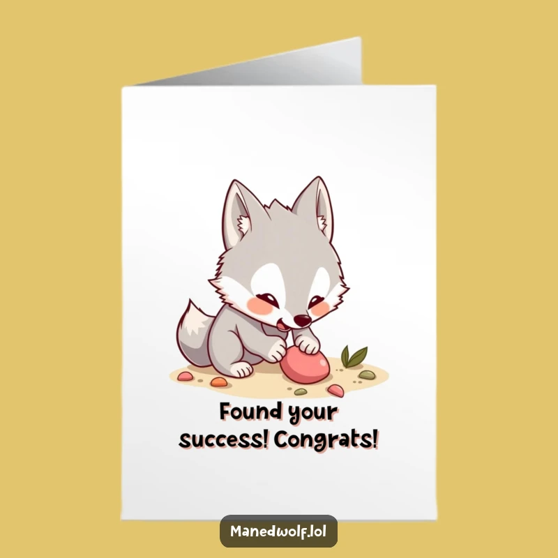 Free Printable Congrats Card: Excited Maned Wolf Digging, Funny Downloadable Gift