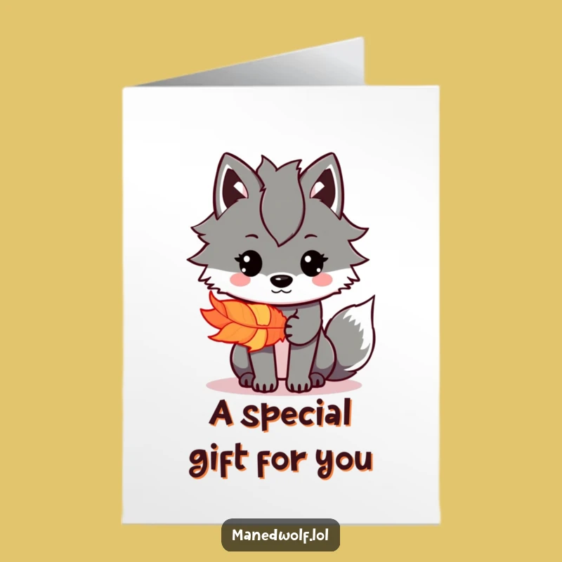 Free Printable Congrats Card: Feather Gift Kawaii Maned Wolf Funny Downloadable