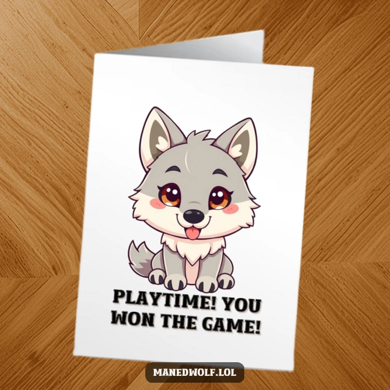 Funny Free Printable Congratulations Card: A friendly maned wolf with an inviting look, ready to celebrate achievements.