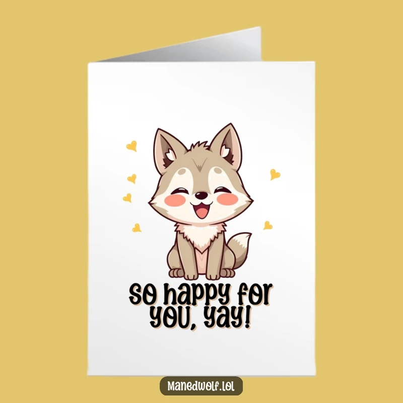 Free Printable Congrats Card: Happy Kawaii Maned Wolf Funny Downloadable Gift