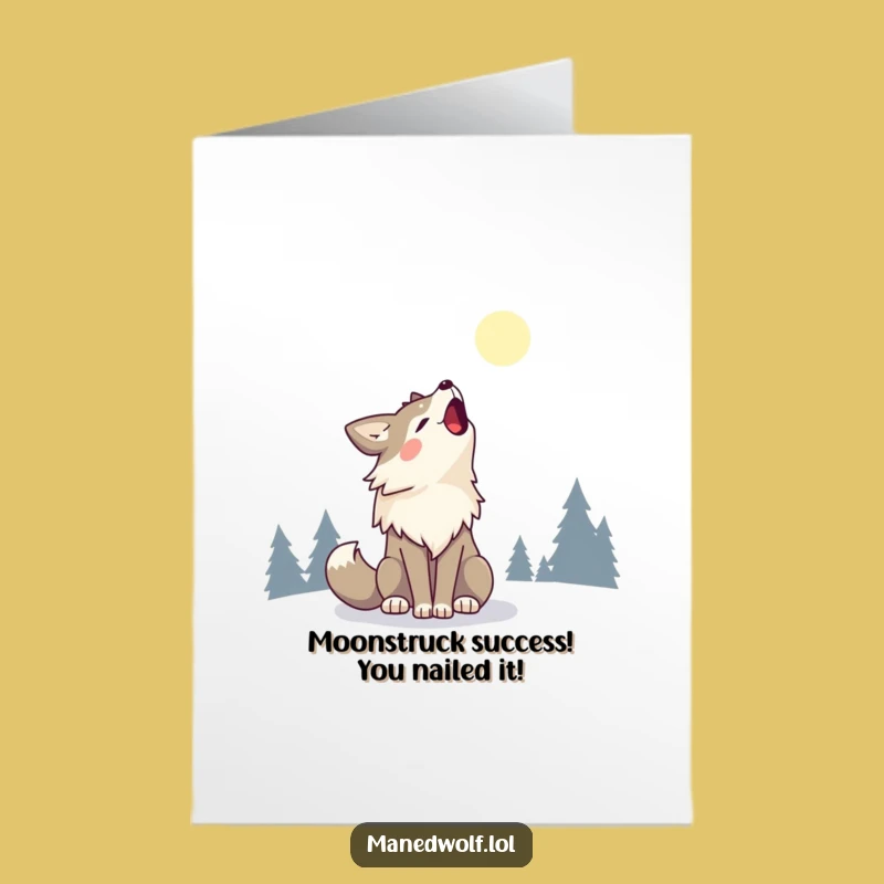 Free Printable Congrats Card: Happy Kawaii Maned Wolf Howl, Fun Downloadable Gift!