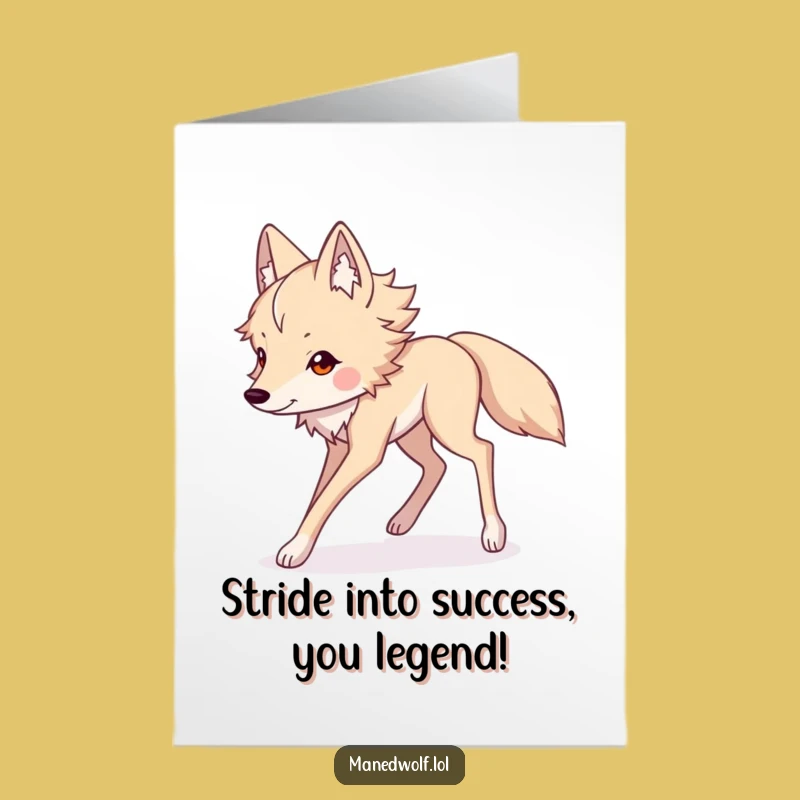 Free Printable Congrats Card: Kawaii Maned Wolf Striding Long Legs - DIY Downloadable