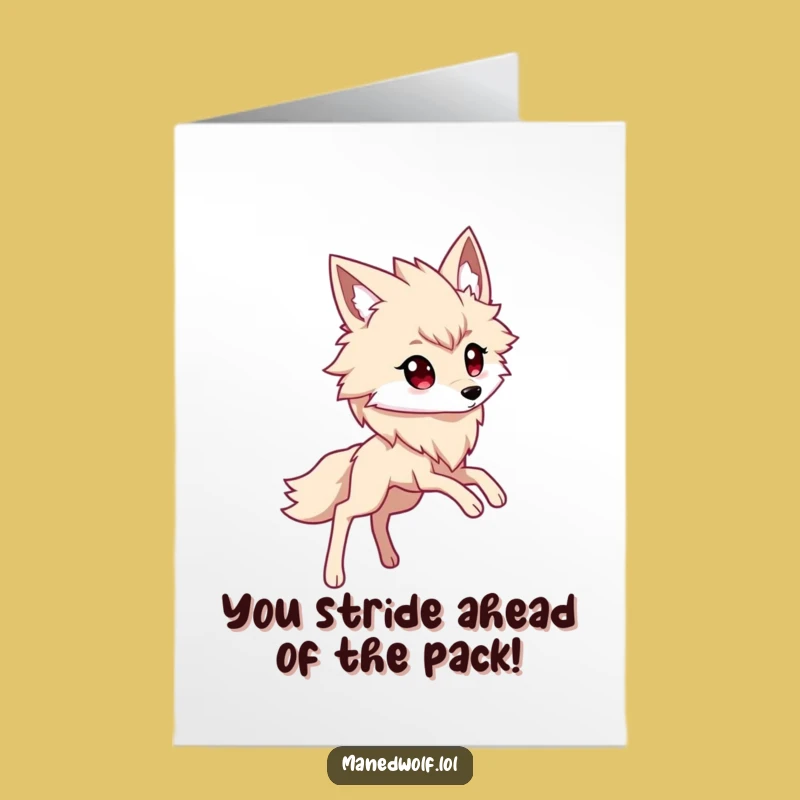 Free Printable Congrats Card: Kawaii Maned Wolf Striding - Sweet Downloadable Greeting!