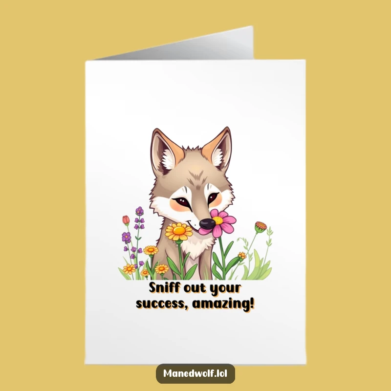 Free Printable Funny Maned Wolf Congrats Card Flower Discovery