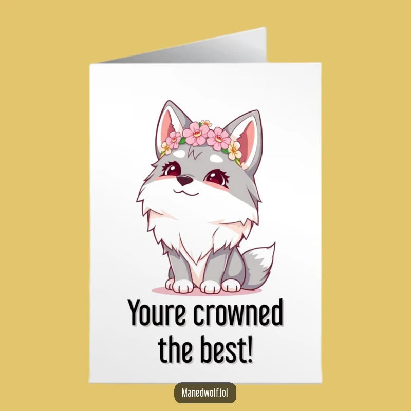 Free Printable Maned Wolf Flower Crown Congrats Card: Hilarious Downloadable Celebration Gift