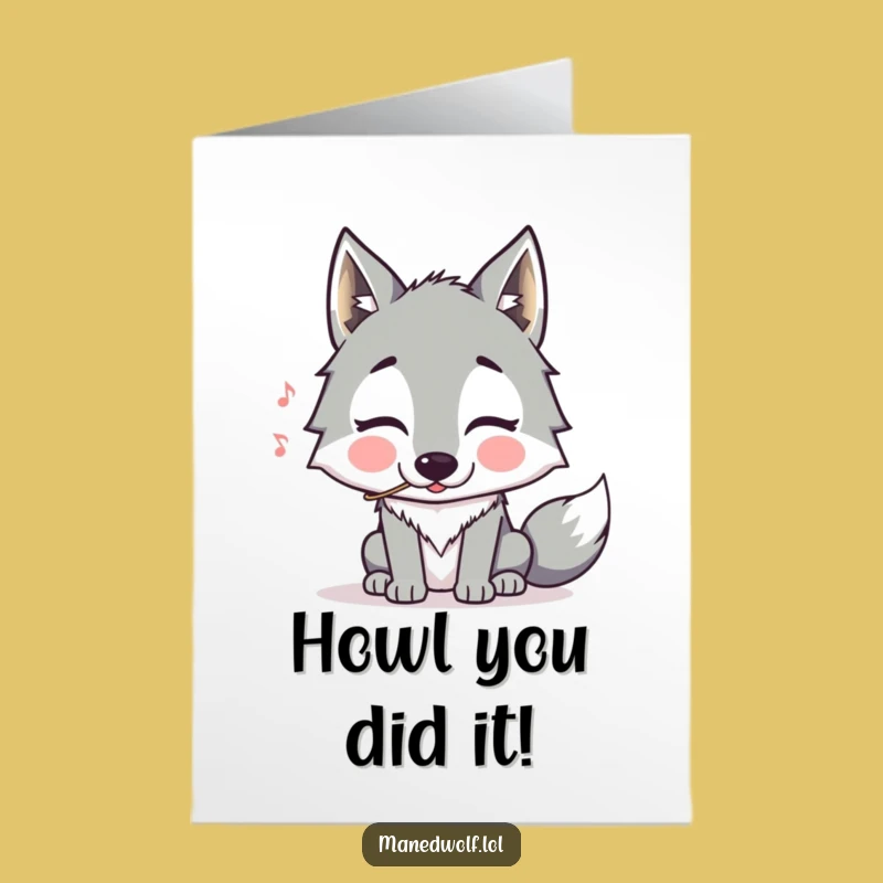 Free Printable Maned Wolf Whistling Congratulations Card: Hilarious Animal Art Downloadable