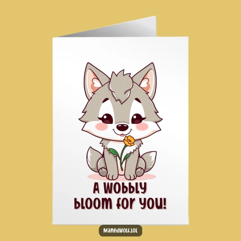 Funny Free Printable Congrats Card: Maned Wolf Flower of Success