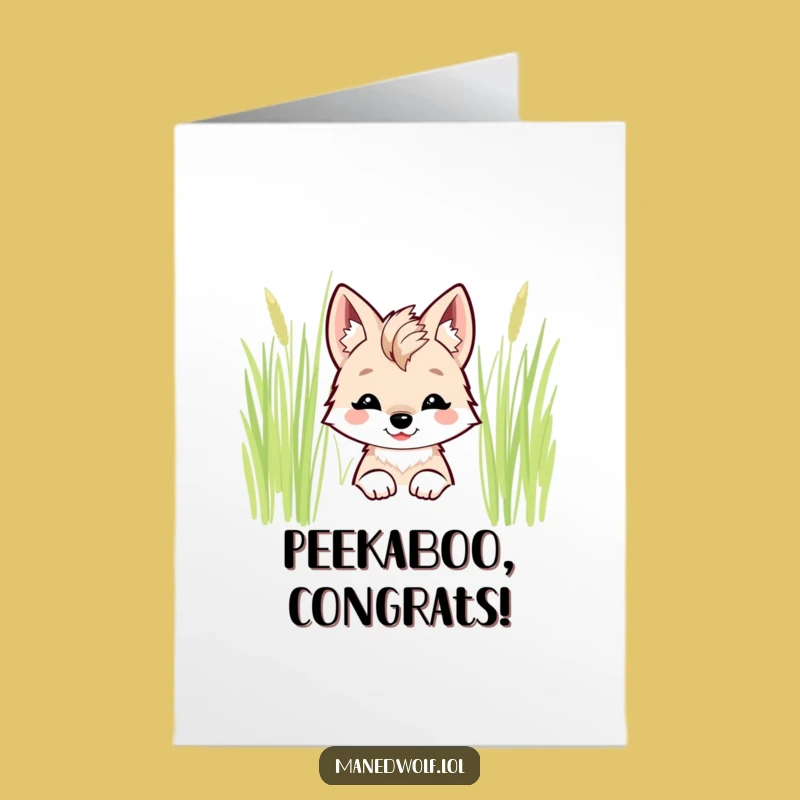 Free Printable Congrats Card: Kawaii Wolf Celebration Downloadable Gift