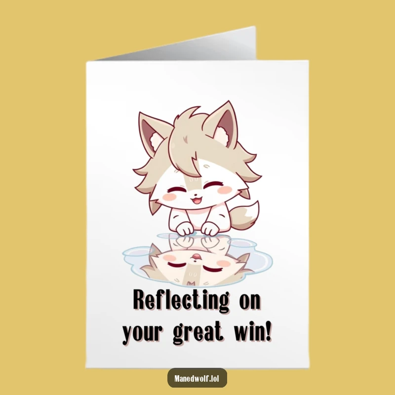 Humorous Free Printable Congrats Card: Wolf's Reflection Amusement - DIY Gift