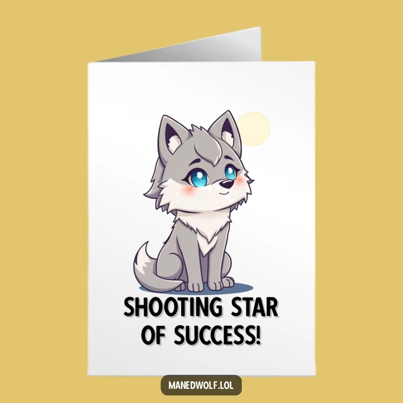 Free Printable Congrats Card: Moon Gazing Maned Wolf Downloadable Gift
