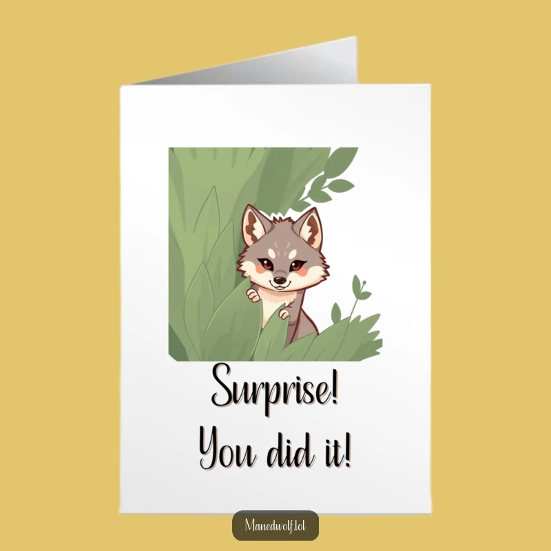 Humorous Free Printable Congrats Card: Maned Wolf's Bushy Surprise - DIY Gift