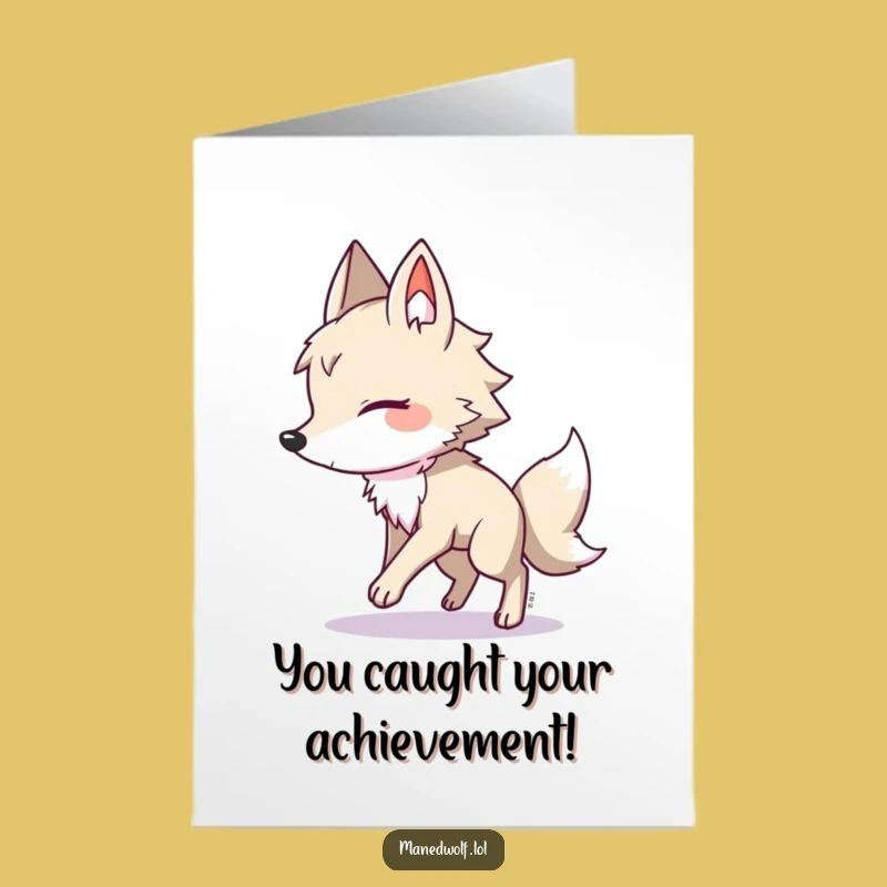 Free Printable Congrats Card: Maned Wolf Chases Shadow, Quirky Downloadable Gift