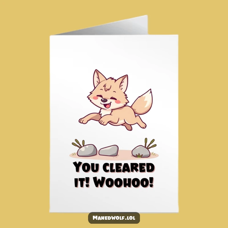 Free Printable Congrats Card: Maned Wolf Leap, Exciting Downloadable Gift for Overcoming Challenges