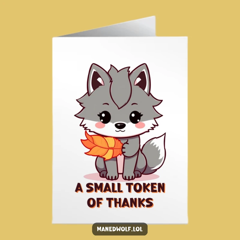 Free Printable Thank You Card: Feather Gift Kawaii Maned Wolf Funny Downloadable