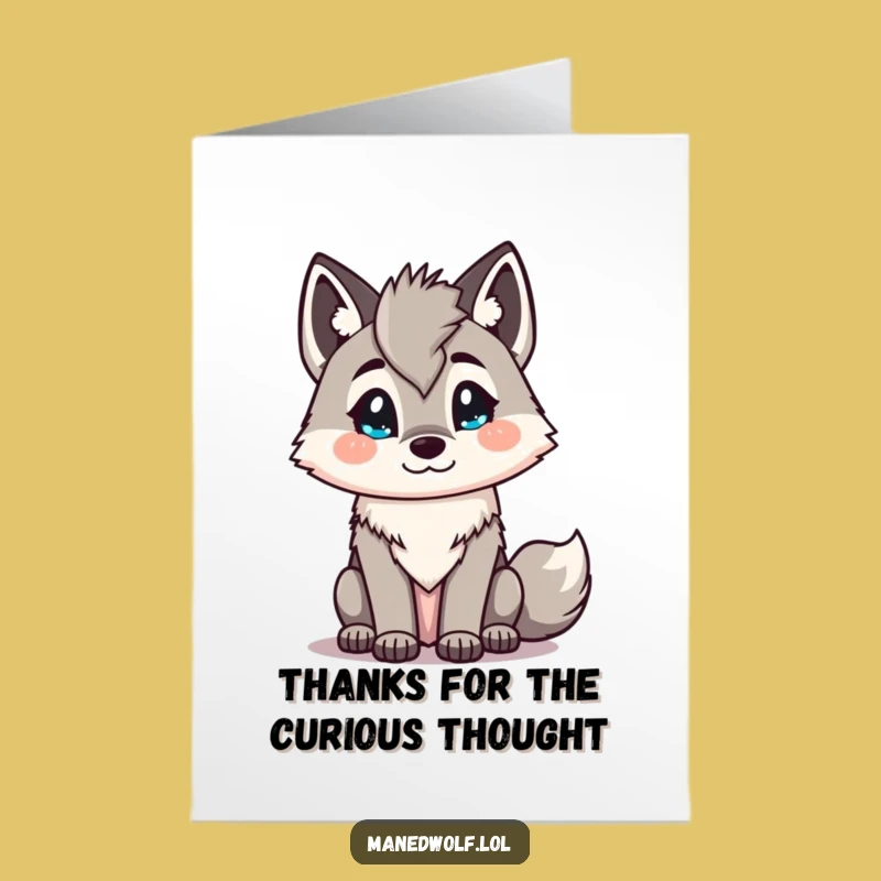Free Printable Thank You Card: Curious Kawaii Maned Wolf - Print at Home