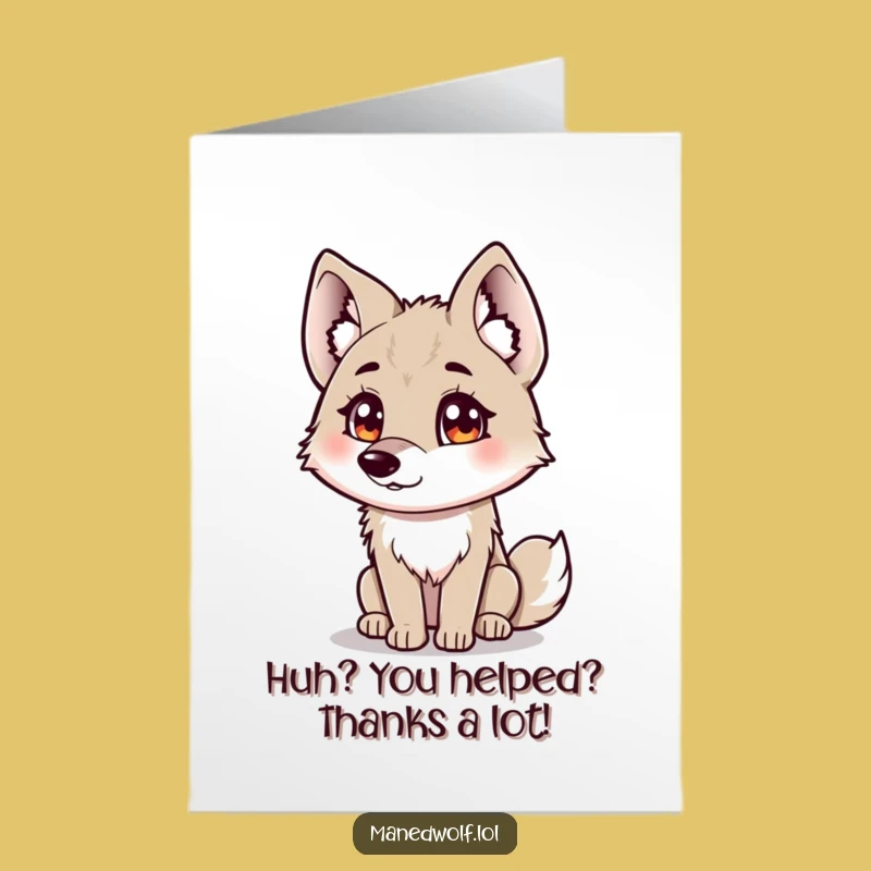 Free Printable Thank You Card: Curious Maned Wolf - Quirky Downloadable
