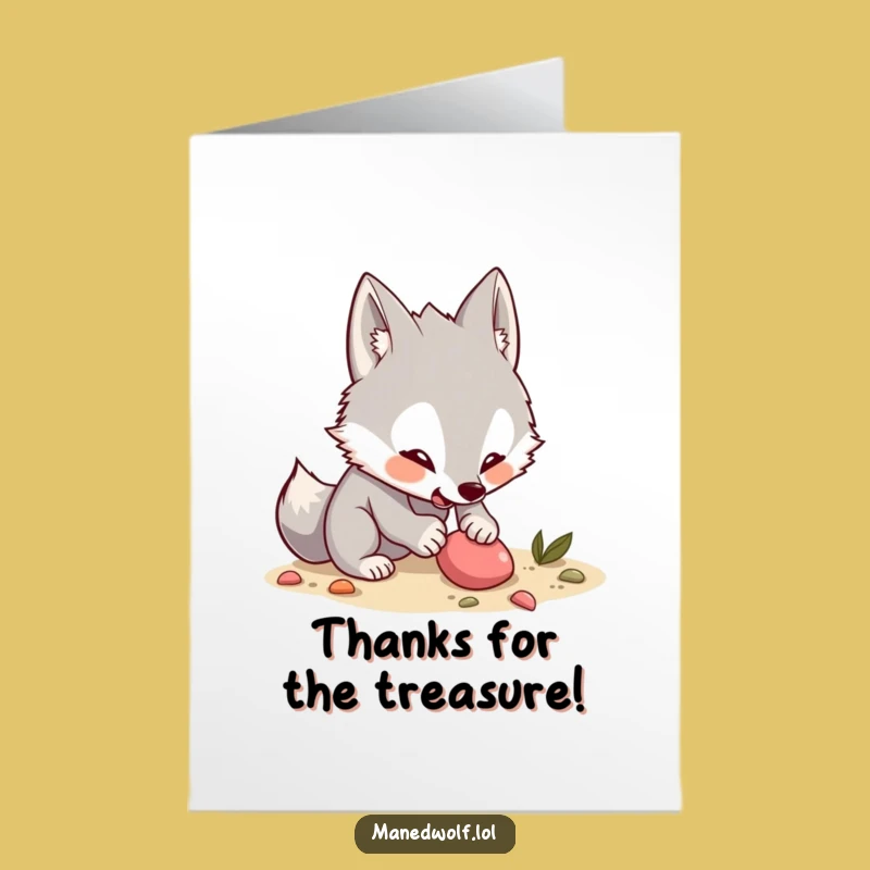 Free Printable Thank You Card: Excited Maned Wolf Digging, Funny Downloadable Gift
