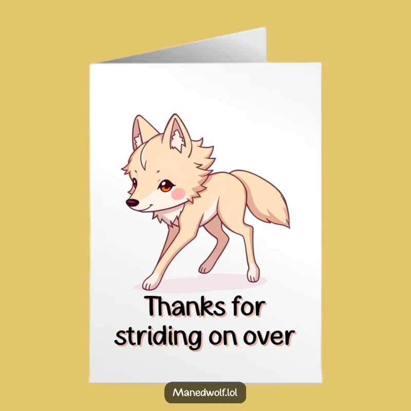 Free Printable Thank You Card: Funny Kawaii Maned Wolf Striding - Print at Home
