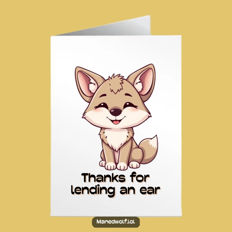 Free Printable Thank You Card: Happy Maned Wolf, Grateful Downloadable Gift