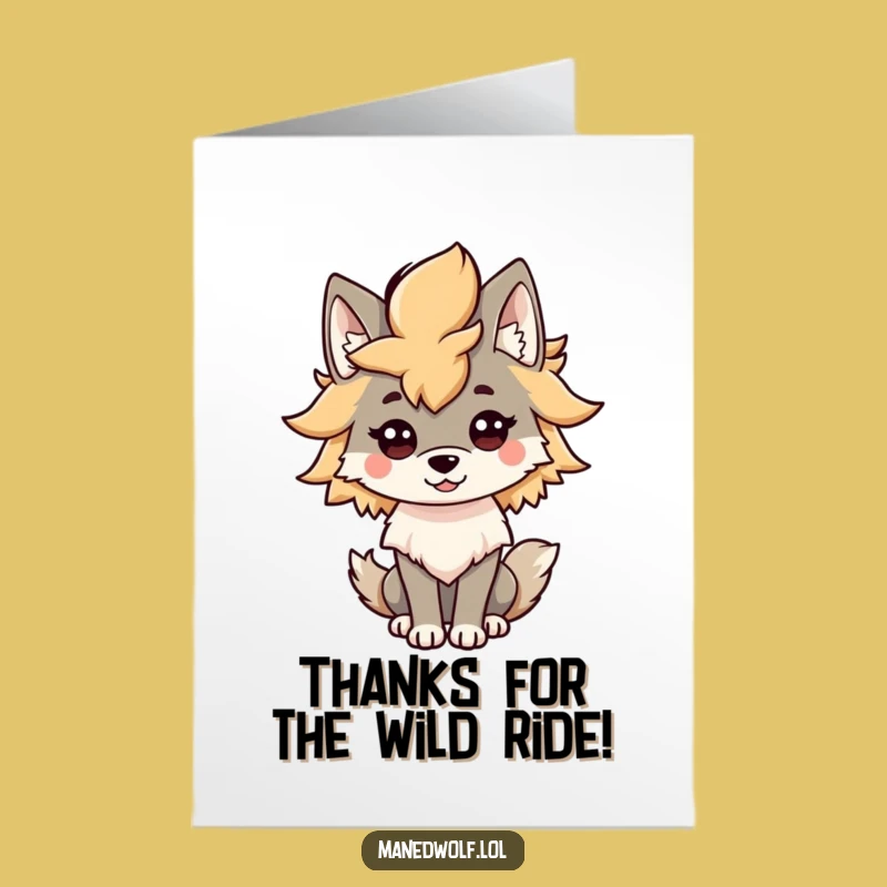 Free Printable Thank You Card: Maned Wolf's Mane, Your Elegant Downloadable Gift of Gratitude!