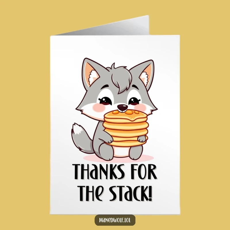 Free Printable Thank You Card: Pancake Wolf Balance - Funny Downloadable for Sweet Gratitude
