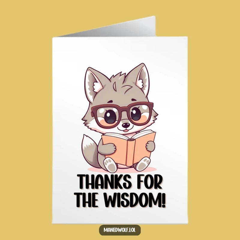 Free Printable Thank You Card: Scholarly Maned Wolf - Funny Downloadable for Grateful Readers