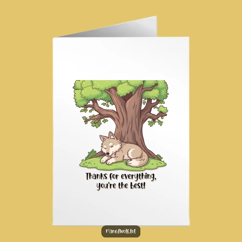 Free Printable Thank You Card: Serene Maned Wolf - Calm Downloadable