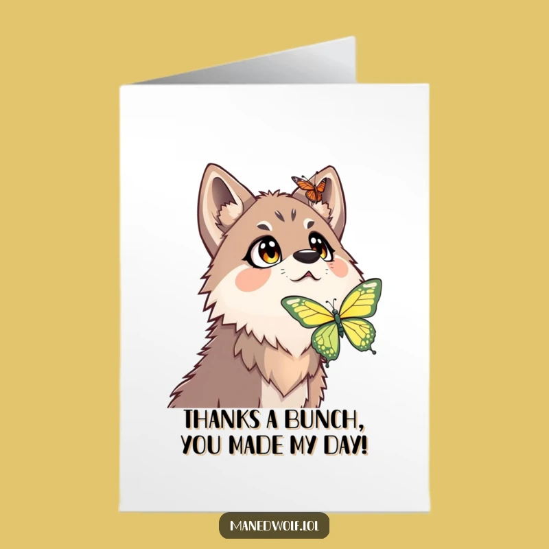 Free Printable Thank You Card: Surprised Maned Wolf - Funny Downloadable