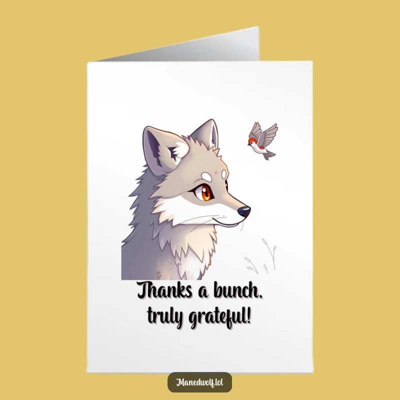 Free Printable Thank You Card: Amused Maned Wolf, Perfect Downloadable Gift!