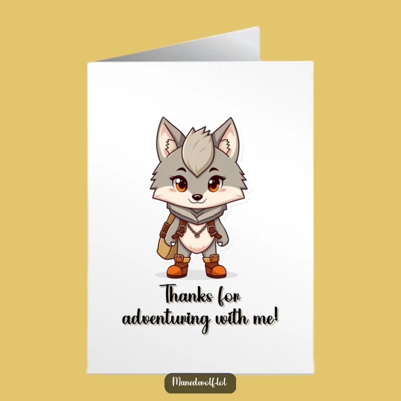 Whimsical Free Printable Thank You Card: Wolf's Booted Gratitude - Downloadable