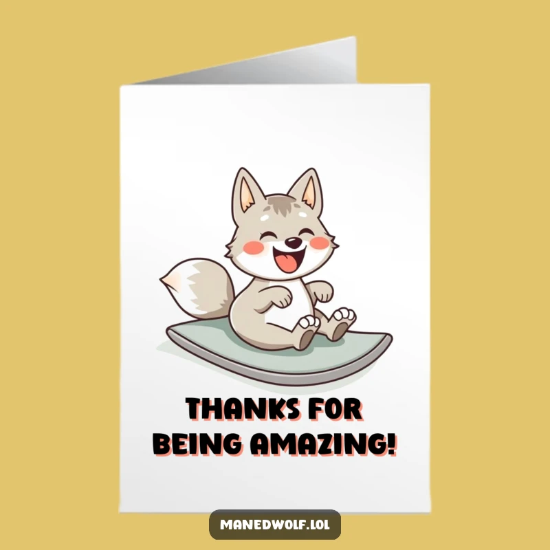Free Printable Thank You Card: Maned Wolf Rolling Joyfully Funny Downloadable Gift