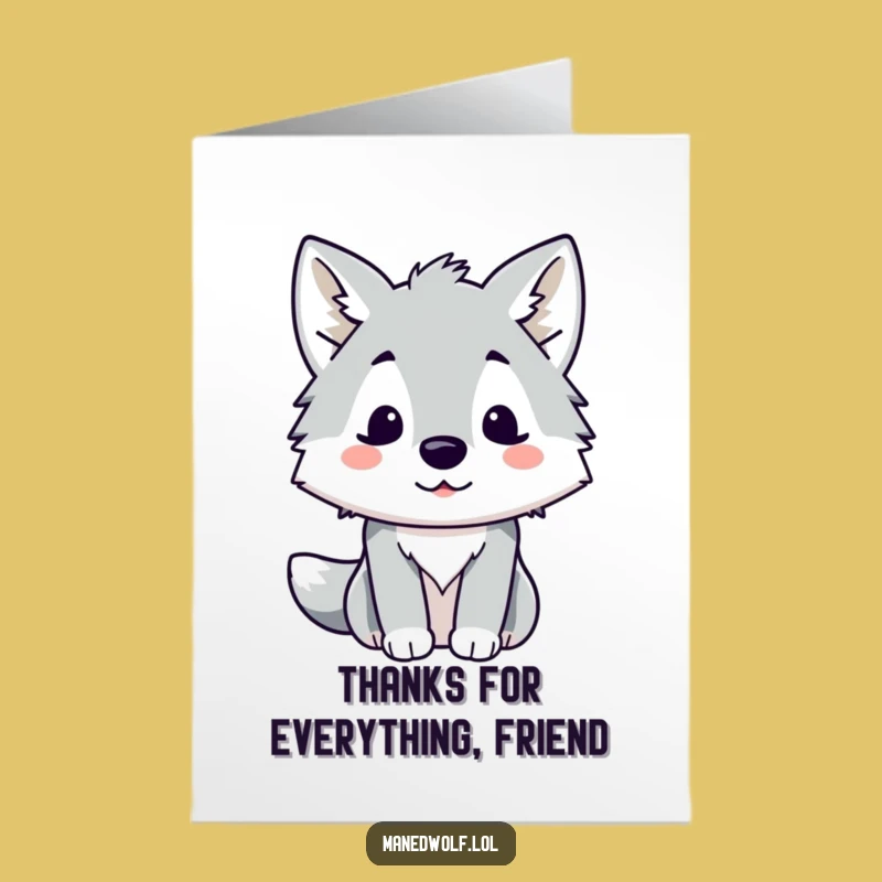 Free Printable Thank You Card: Surprised Kawaii Maned Wolf Funny Downloadable Gift