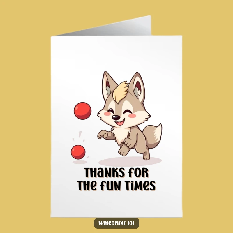 Free Printable Maned Wolf Thank You Card: Playful Downloadable Grateful Gift
