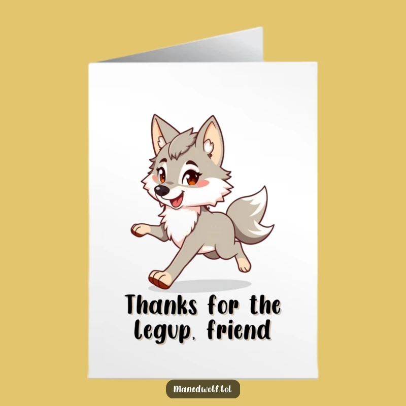 Free Printable Thank You Card: Funny Maned Wolf Trotting - Grateful Downloadable Gift!