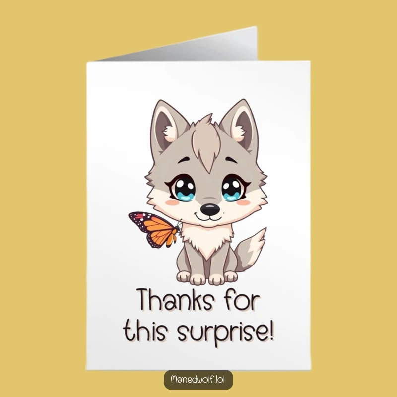 Free Printable Thank You Card: Maned Wolf Butterfly Surprise