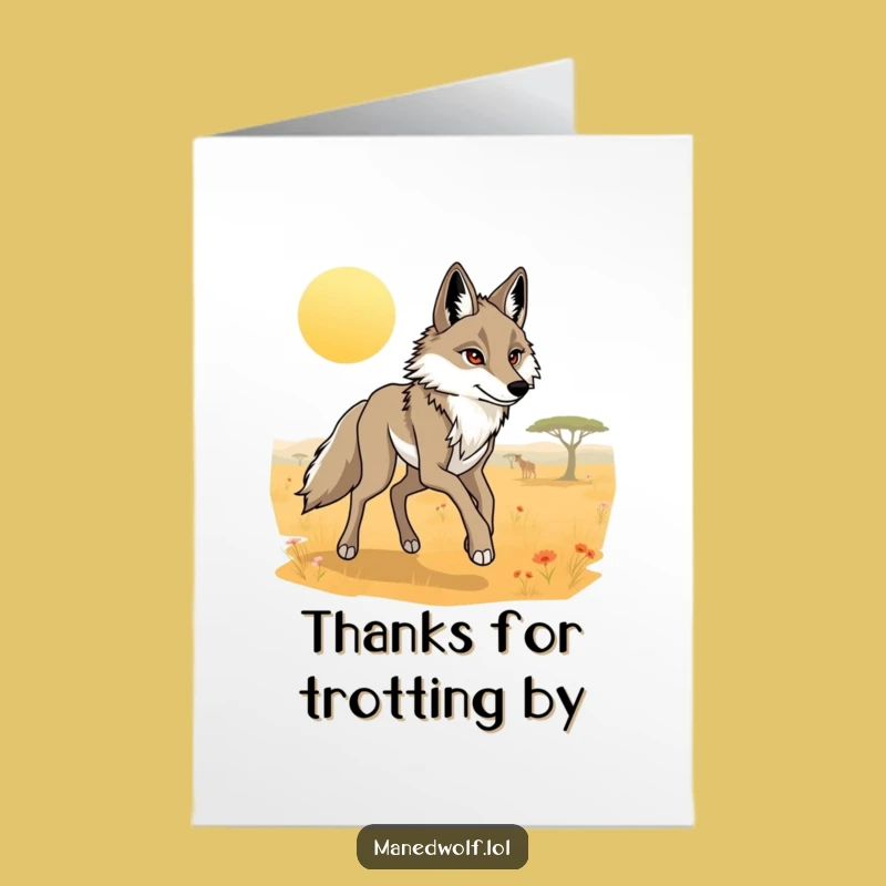 Free Printable Thank You Card: Maned Wolf Trot, Grateful Downloadable Gift