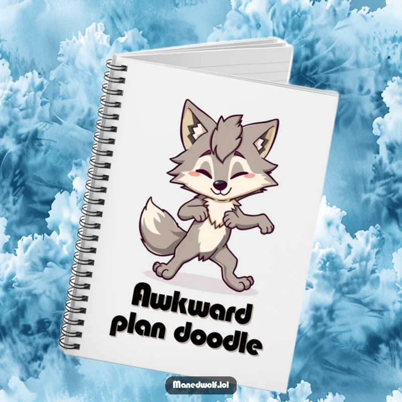 Funny Maned Wolf Notebook with a cover showing a character in a comically awkward dance pose, ideal for jotting down ideas.