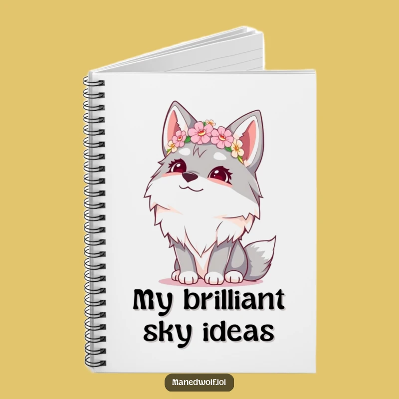 Creative Funny Giggling Maned Wolf Flower Crown Notebook - Journal Your Giggles