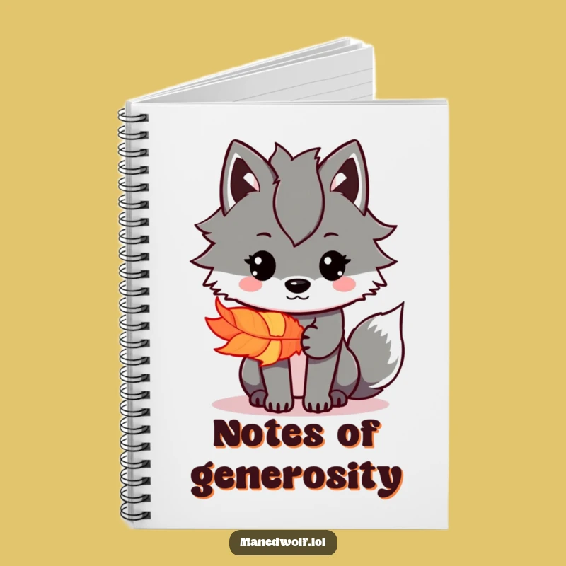 Funny Kawaii Maned Wolf Feather Notebook: Generous Journal, Great Funny Gift!