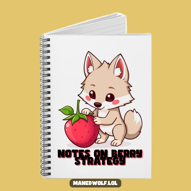 Funny Kawaii Maned Wolf Notebook, Balancing Berry Wolf Journal, Humorous Gift