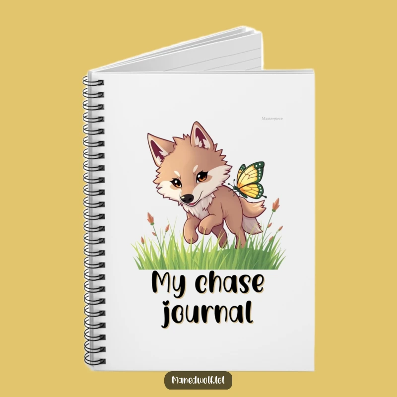 Funny Maned Wolf Butterfly Chase Notebook: Journal Your Adventures!