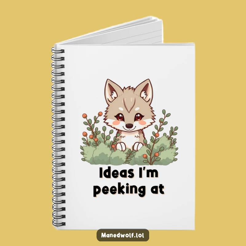 Funny Kawaii Maned Wolf Notebook, Sneaky Peek Wolf Journal, Mysterious Gift