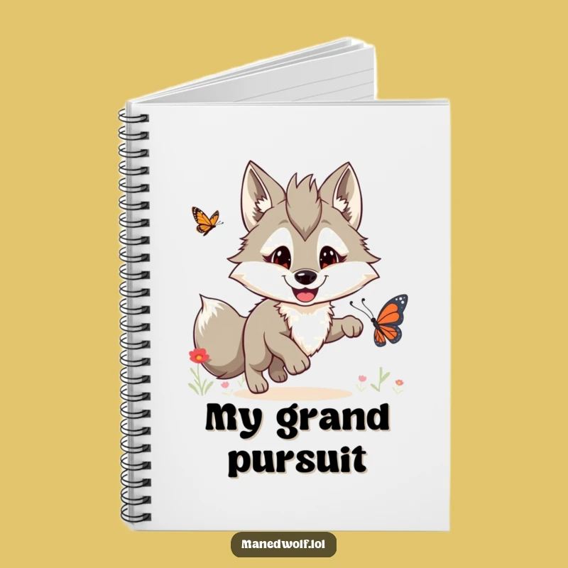 Funny Maned Wolf Butterfly Chase Notebook: Jot Down Your Hilarious Ideas!
