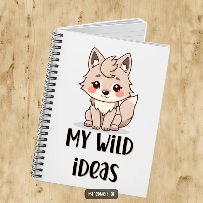 Funny Kawaii Maned Wolf Notebook: A smiling wolf with a wagging tail, inspiring notes and doodles.