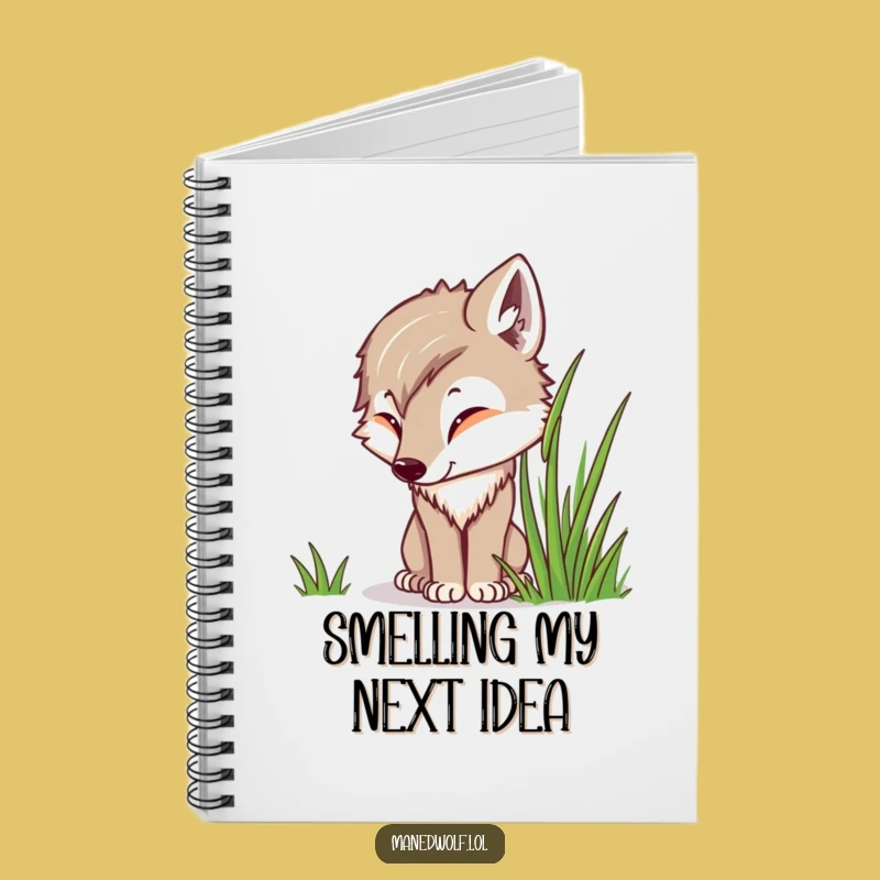 Funny Kawaii Maned Wolf Notebook, Curious Sniffing Wolf Journal, Gift for Explorers